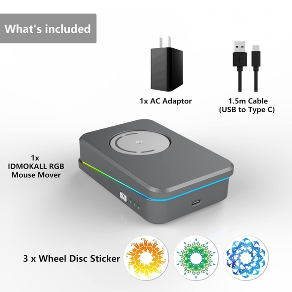 Mouse Jiggler Undetectable Mouse Mover Device, RGB Jiggler Mouse Mover with ON/O - Picture 6 of 12